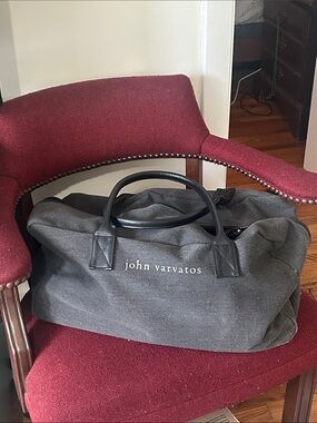 ✈️ John Varvatos Charcoal Canvas Duffel Bag with Vegan Leather Handles